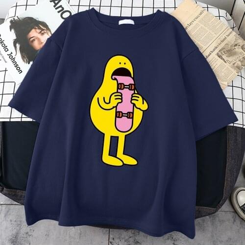 Shobu Tsuchiya Illustration Skateboard Print Man Tshirt Style Vintage T Shirts Fashion Oversized Tshirts Simplicity Soft Men Top