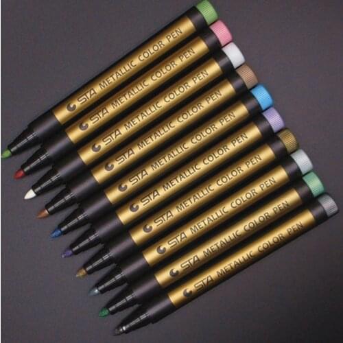 Wholesale Metallic Paint Marker Pens Metallic Glitter Calligraphy Arts DIY 12 Colors Optional For Paper Cardstock Office