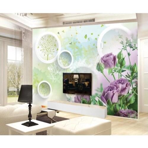 Custom photo wallpapers for walls 3 d murals wallpaper Modern romantic 3D circle rose flower murals tv background wall papers