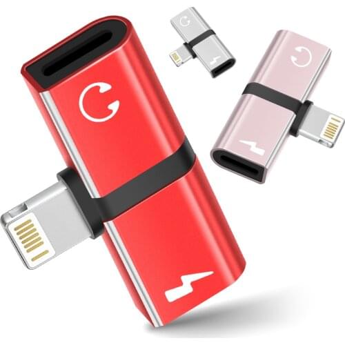 For iPhone 7 8 Plus X XR Audio Charging Dual Adapter Splitter Cable For Lightning Jack to Earphone AUX Cable Connector Converter