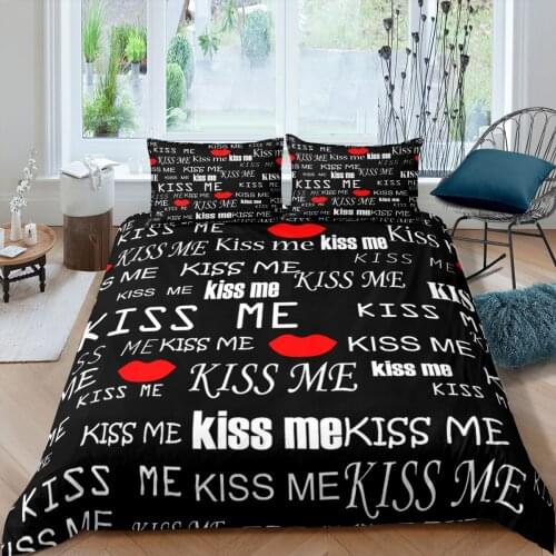 Home Living Luxury 3D Kiss Me Bedding Set Girl Duvet Cover Set Pillowcase Kids Bedding Set Queen and King EU/US/AU/UK Size