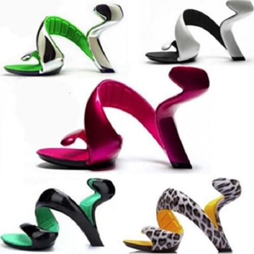 Women Open The Toe Cut Out Strange High Heel Gladiator Sandals Fashion Sexy Snake Shape Bottomless Shoes