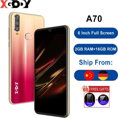 XGODY A70 telephone 3G Smartphone Android 8.1 6"cell phones Full Screen 1GB 8GB Quad Core Dual 5MP Camera 2800mAh Mobile Phones