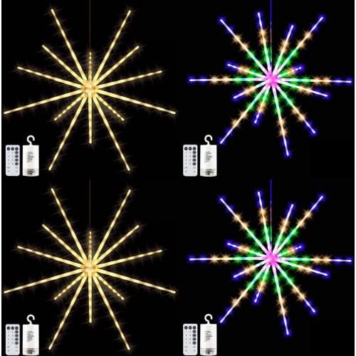 LED Meteor Firework Lights Decoration Christmas Remote Firework Light Wedding Party String Lights Copper Wire Light Hanging Lamp