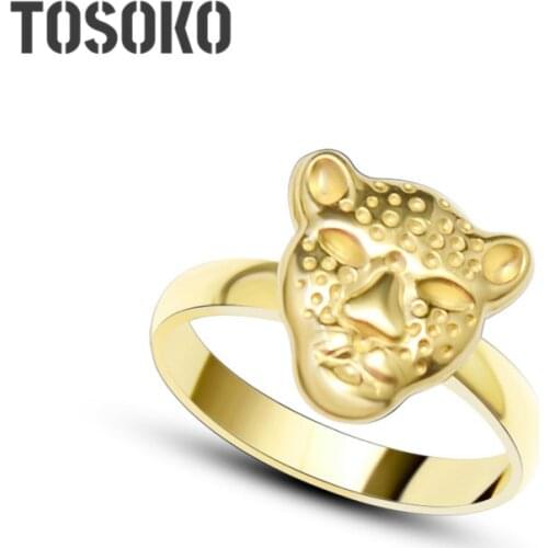 TOSOKO Stainless Steel Animal Jewelry Cheetah Hand Ring Atmospheric Female Ring BSA060