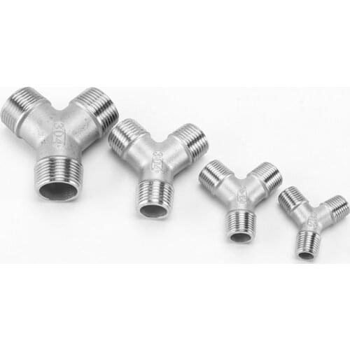 304 Stainless Steel Male Thread Y-type Tee Fittings Water Distributor Male Thread Water Pipe Joint Accessories