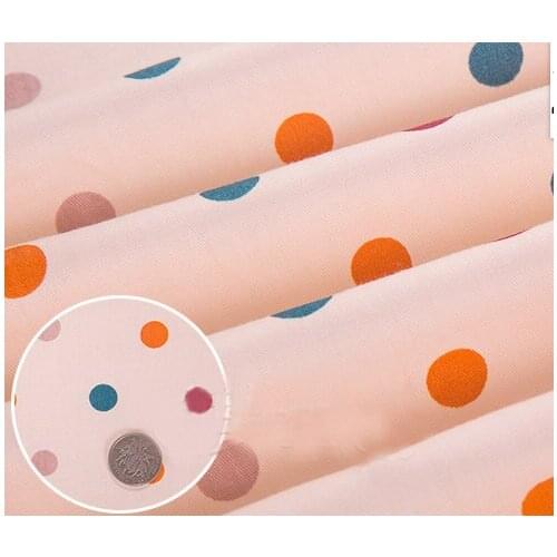 YY DIY Pretty Skin & Blue Colorful Polka Dot Printed 100% Cotton Fabric Bedding Quilting Clothing DIY fabric