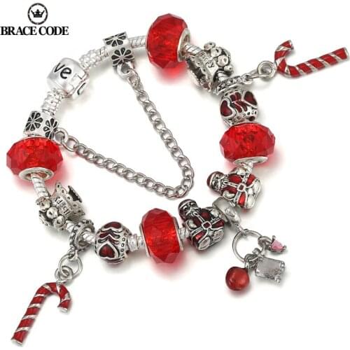 Red Crystal Beaded Charm Lucky Bracelet Birthday Gift New Year Gift LOVE Silver Plated Bracelet Mens and Womens Bracelets
