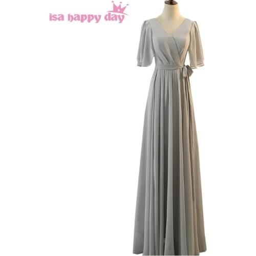 Lady long formal V neck dress gray dinner womens elegant evening pageant gowns sexy formal women party dresses gown H4138