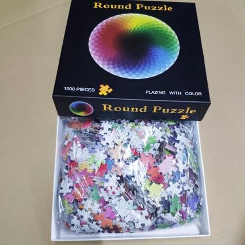 1000Pcs Puzzle Gradient Color Self Assembly Round Jigsaw DIY Rainbow Kids Educational Toy for Parent-child Activities