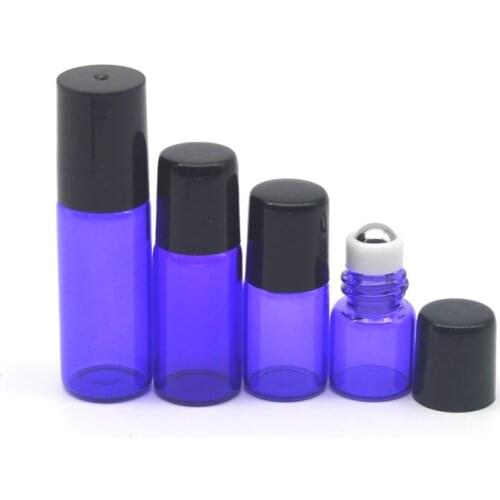 20pcs 1ml 2ml 3ml 5ml Perfume Sample Empty Purple-blue Glass Roller Bottle Essential Oil Roll-On Bottle Free Shipping