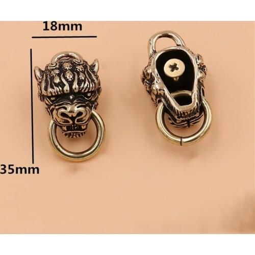 5 pcs Solid Brass Animal Head Design Conchos Screwback Rivets Leather Craft Bag Wallet Chain Ring Connector Decoration Button