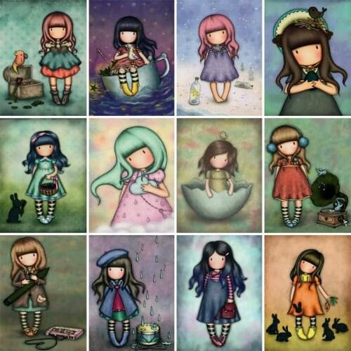 5D Diamond Painting Cartoon Girl Picture Full Drill Square/Round Diamond Embroidery Cross Stitch Gift Kits Home Decor