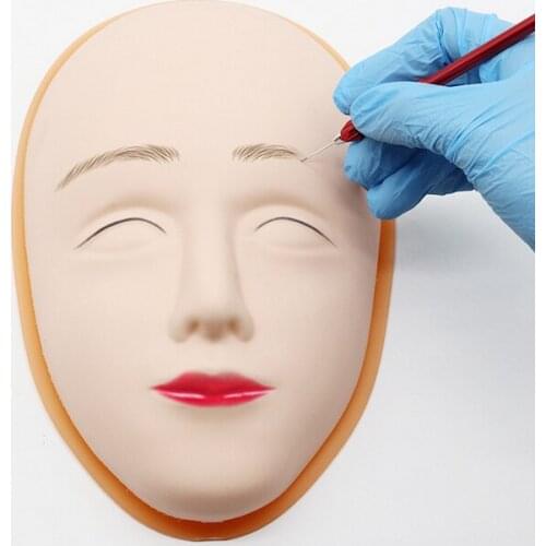 5D Facial Tattoo Training Head Silicone Practice Permanent Makeup Lip Eyebrow Tattoo Skin Mannequin Doll Face Head
