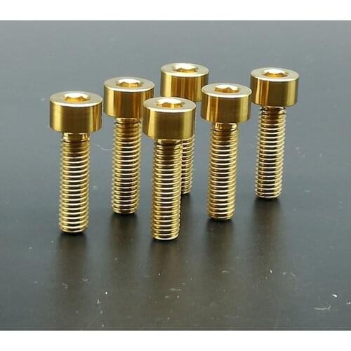 6pcs/lot M5X18mm Golden Titanium Ti Socket Head Bolt Screw M5*18mm Screw Bike Accessories Bike Stem