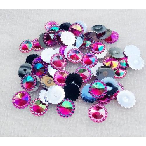 80PCS AB Color Superior Taiwan Acrylic Flat Back Rhinestones Round Acrylic Rhinestone No Hole -B113
