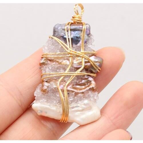 Hot Sale Irregular Triangle Wound Gold Thread Pearl Cute Pendant DIY Elegant Necklace Sweater Chain Party Exquisite Gift Making