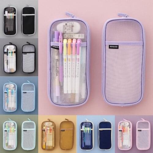 Multifunctional Transparent Large-capacity Medium Mesh Pencil Case School Supplies For Students Pen Bag Pencil Box 23*2*11cm New
