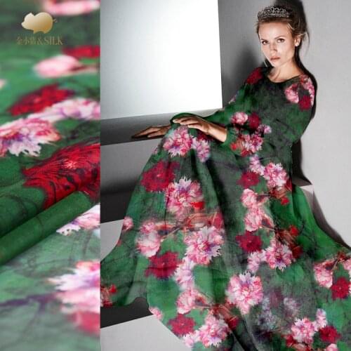 Digital Inkjet Silk Georgette Fabric Summer Thin Perspective Scarf Dress Shirt Tulle Fabrics Cloth Per Meter