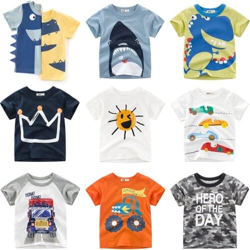 Cartoon Print T-shirt for Boys Transportation Girls T Shirt Summer Infant Kids Tshirt Girls T-Shirts Tops Tee Boy Clothes DX-BS2