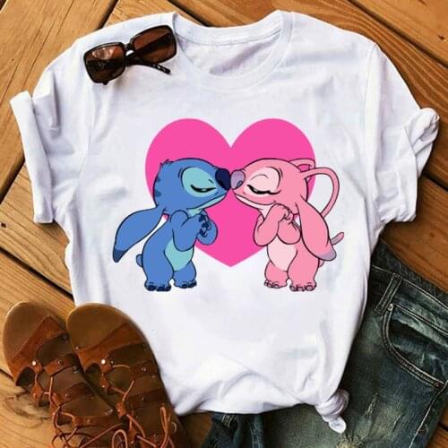Disney Lilo Stitch T Shirt Women Girls Tops Cartoon 3D Digital Printing Clothes Stitch Funny Anime Cute Clothes Tshirt Female