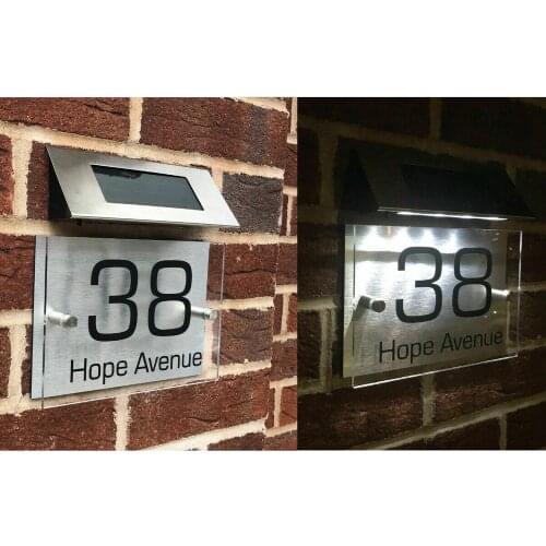 Customized Transparent Acrylic Plaques House Sign Door Number Plates Personalised Name Plate Address Solar Light