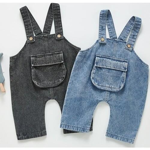 Infant Baby Boys Girls Jumpsuit Overall Denim Suspenders Big Pocket Casual Romper Pants Spring Autumn Baby Girls Clothes