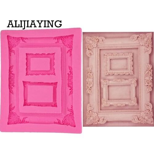 M0950 Big Victorian Embellishment Frame Silicone Cake Mold Fondant Molds Cupcake Mould Chocolate Molds Cake Border Mould