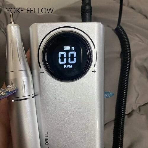 YOKE FELLOW Rechargeable Portable Nail Drill machine 35000RPM Electric Nail File Manicure drill Set Nail Tools for Nail Salon