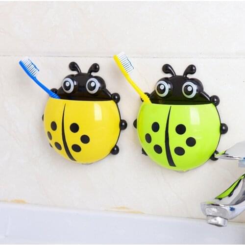Cute Ladybird Beetle Toothbrush Toothpaste Shelves Pencil Pen Storage Holders Racks Children Brush Teeth Bathroom Supply Storage