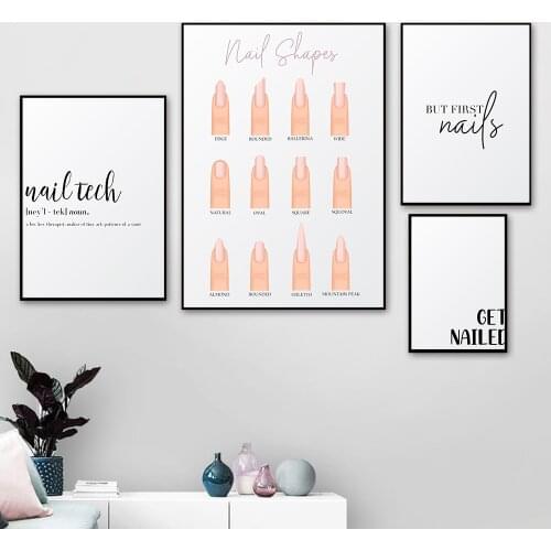 Fashion Nail Shapes Beauty Salon Canvas Posters And Prints Decor Makeup Nail Gifts Nail Type Guide Art Canvas Painting Picture