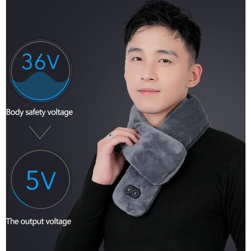 Men Women Winter Warm Electric Heating Scarf Solid Color Vibration Massage Shawl Neck Hot Compress Relieve Muscle Pain Wrap