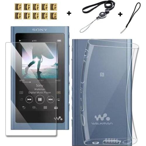 Soft TPU Protective Case Cover For Sony Walkman NW-A50 A55 A56 A57 A55HN A56HN A57HN and Screen Protector Tempered Glass