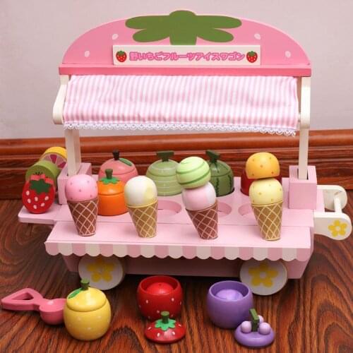 New 1 Set Wooden Toy Pretend Play Toy Simulation Magnetic Ice Cream Colourful Kitchen Food Baby Infant Toy Food Birthday Gift D2