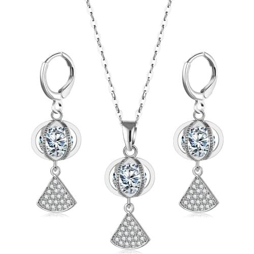 New Arrival Star Earrings Sets For Women Rhinestone Hip Hop Rock Saturn Earring Necklace Female Korean Fashion Jewelry Set