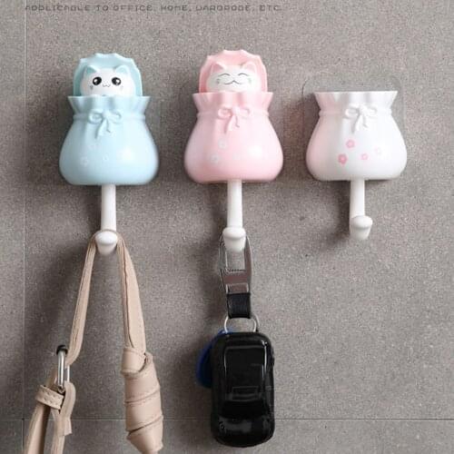 New Creative Lucky Bag Hook Strong Viscose Free Punching Cute Key Sticky Hook Coat Scarf Lovely Hook Or Bathroom Kitchen Hook