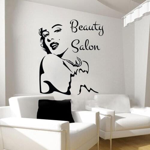Sexy Fashion Poster Beauty Salon Wall Stickers Girl Face Decal Vinyl Decals Girls Bedroom Art Home Wall Decor Wallpaper joy374