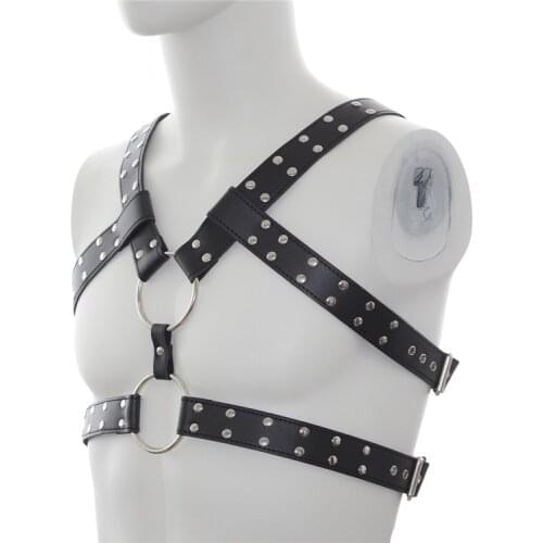 Cool Men Bondage Restraints Faux Leather Harness Male Fetish Bondage Toy Sexy Clubwear Nightclub Erotic Costume Sexy Lingerie