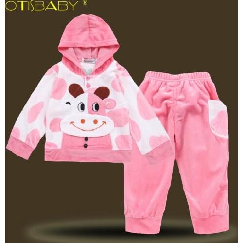 Winter Newborn Baby Girls Clothing Set for 1 2 3 Years Toddler Cow Hooded Pullover Baby Christmas Outfits Kids Kitty Bodysuit