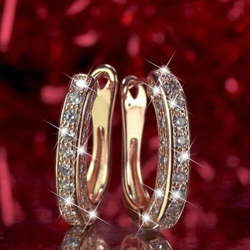 Luxury Female Jewelry With White Crystal Zircon S925 U-Clip Earrings For Women Trendy Punk Hip Hop Wedding Party New Year Gift
