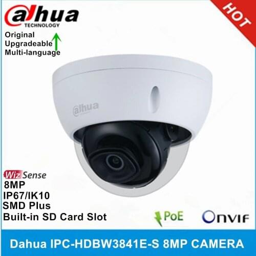 Dahua IPC-HDBW3841E-S 8MP WizSense Network Camera POE IR 30M IK10 IP67 Built-in SD card slot AI Camera