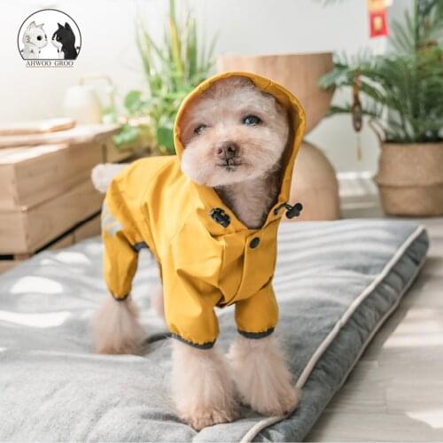 Pet Cat Dog Raincoat Hooded Reflective Puppy Small Dog Rain Coat Pet Dog Clothes Waterproof Jacket for Dogs Soft Breathable Mesh