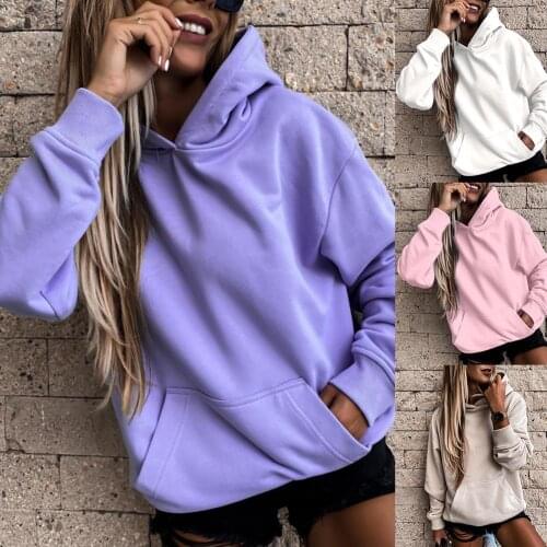 Oversized Hoodies Women Clothing Spring Autumn Solid Long Sleeve Pocket Loose Hoodie Sweatshirt Casual Pullover Loose Jumper 2XL
