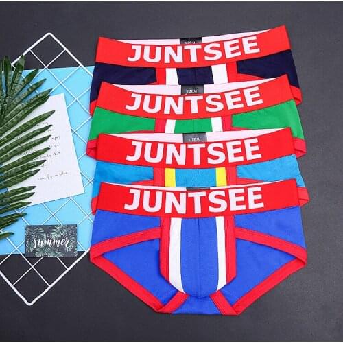 New juntsee fashion mens underwear trade sexy big T-shaped Lycra cotton briefs wholesale