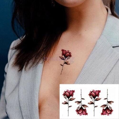 Waterproof Temporary Tattoo Stickers Beautiful Flower Rose Fake Tatto Flash Tatoo Smiley Hand Back Foot Arm for Girl Men Women