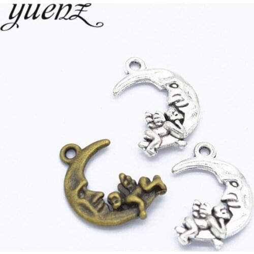 YuenZ 15 pcs Antique Moon Angel Charms Metal Pendant Diy Charms Bracelet Necklace Jewelry Making 22*15mm L615