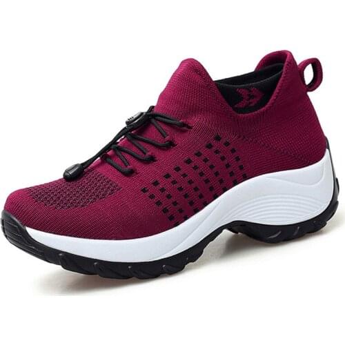 Womens Walking Shoes Fashion Sock Sneakers Breathe Comfortable Nursing Shoes Casual Platform Loafers Non-Slip Zapatillas Mujer