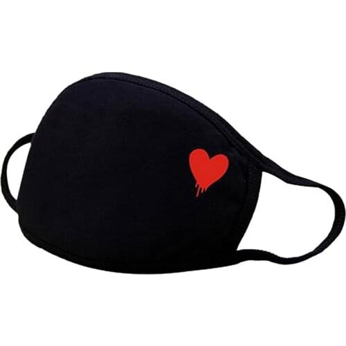 1Pc Cotton Ski Fasemask Adults Reusable Fashion Love Heart Print Breathable Mascarillas Washable Cloth Mouth Maskes Bandana