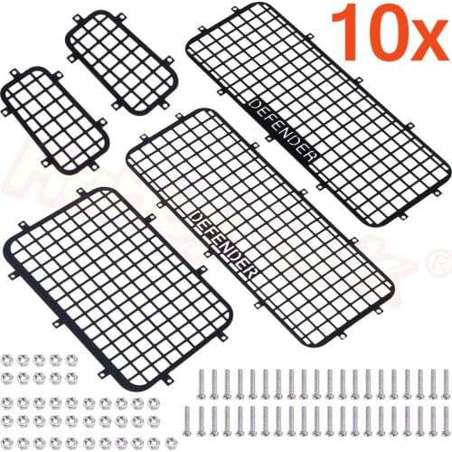 10 Sets TRX4 RC Crawler Car Metal Window Mesh Protective Net DEFENDER Logo for 1/10 Traxxas TRX-4 Accessories