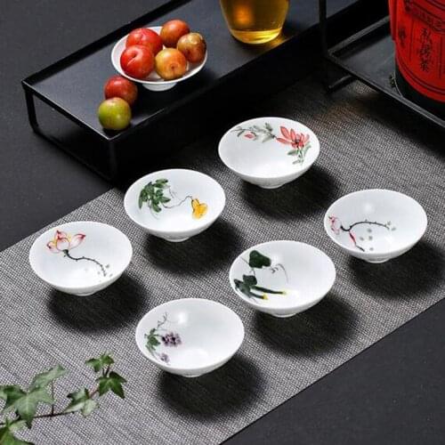 2pcs/set Hand Painted Tea Cup Flower Pattern Ceramic Kungfu Teacup Single Master Cup Teaware Kitchen Drinkware Supply